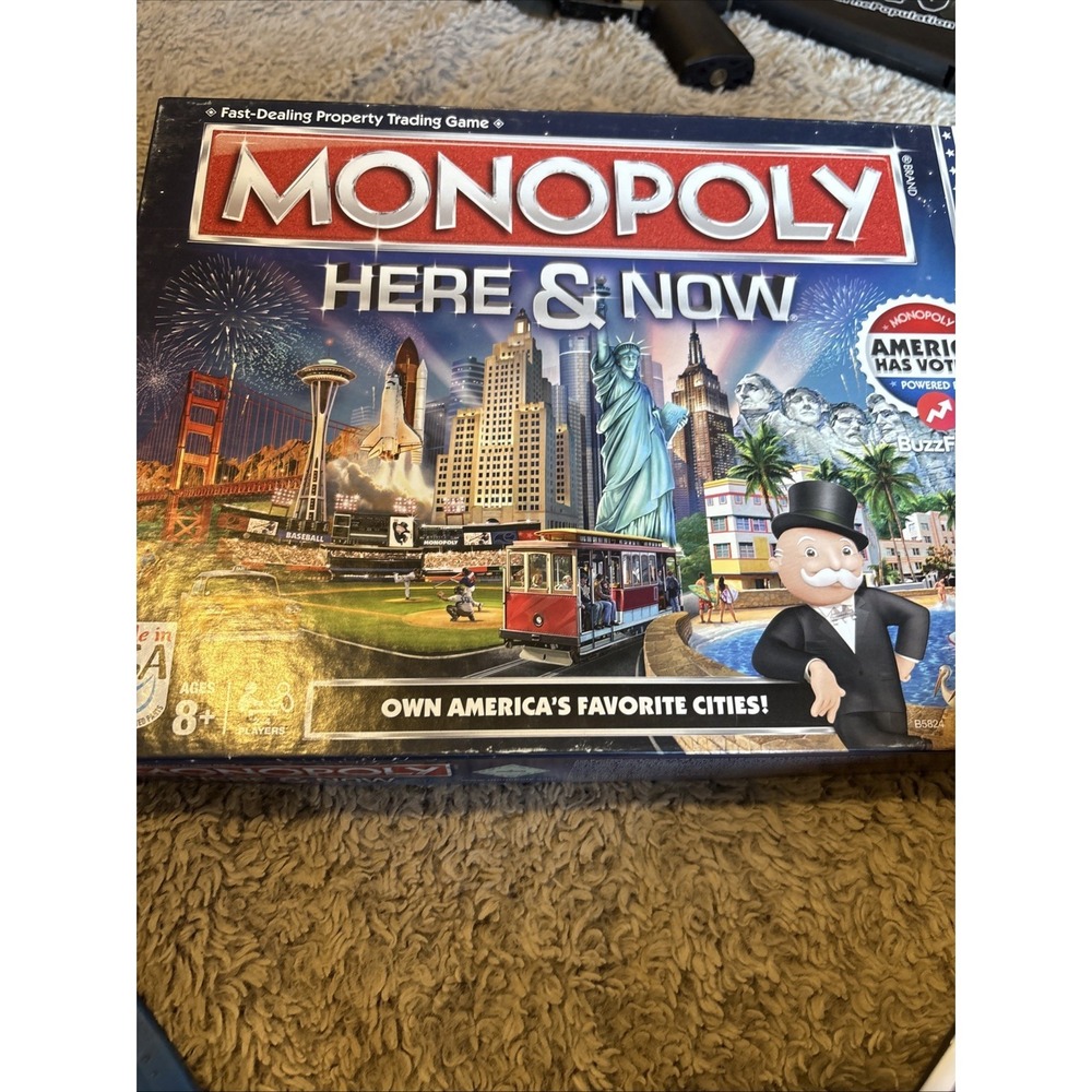 Monopoly Here & Now US Edition Parker Bros 100% COMPLETE Hasbro 2015